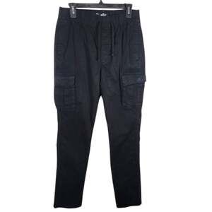 Hollister Epic Flex Men's Slim Tapered Cargo Pants M Black Drawstring Pockets
